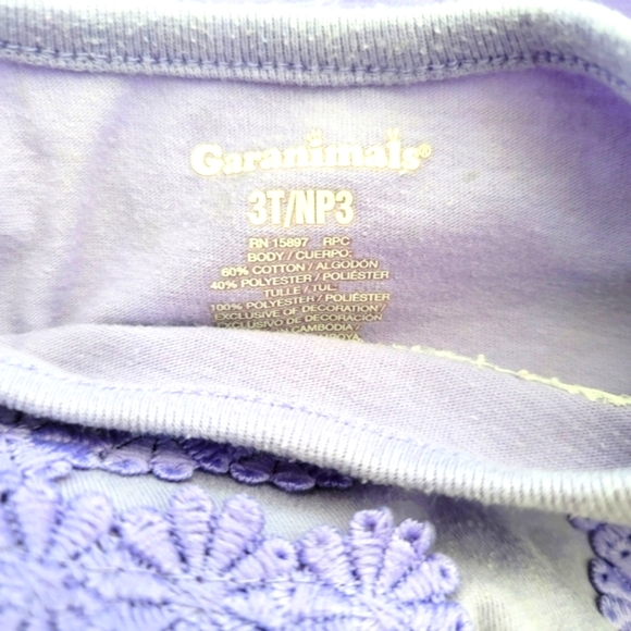 Garanimals 3T Purple Girl's Top W/ Tulle Flare Hem 3D Flowers NWOT - Picture 3 of 3